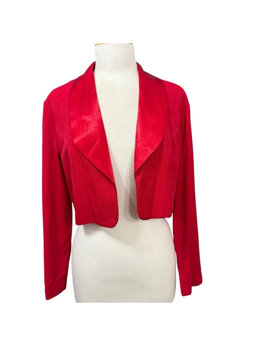 Vintage Sheri Martin Red Cropped Blazer Jacket Size 10